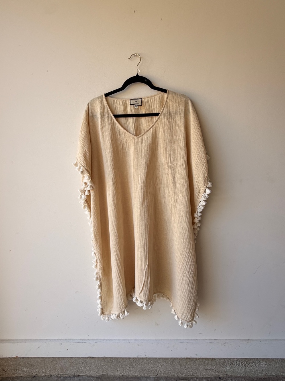Tuckernuck Cream Tassel-Trim V-Neck Tunic